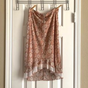 Wrapper brand asymmetrical patterned skirt